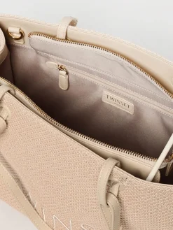 Borsa Twinset in canvas a trama grossa multicolor