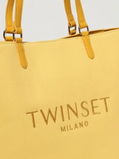 Borsa Twinset in canvas di cotone con logo ricamato