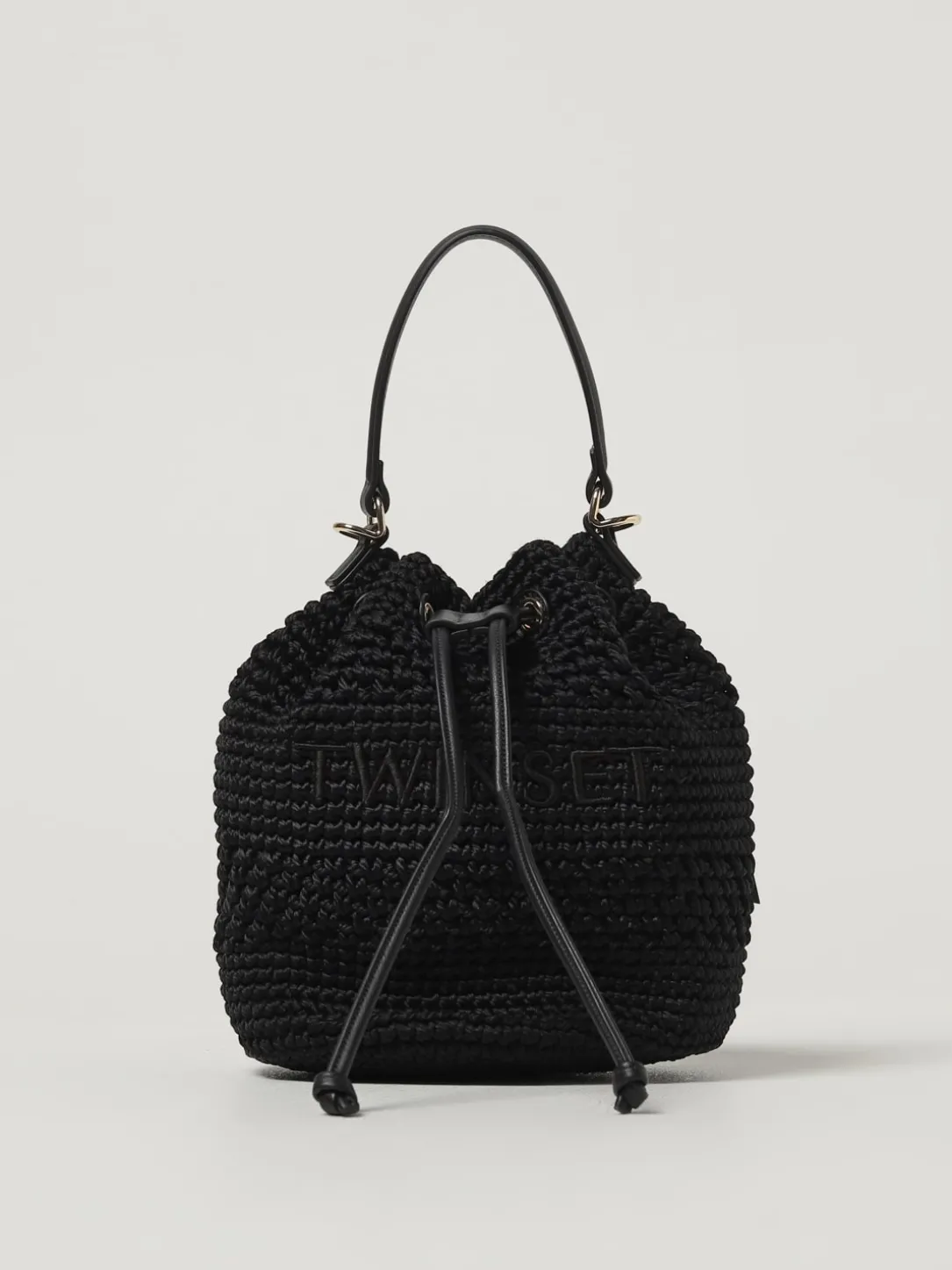 Borsa Twinset in cotone crochet con logo ricamato