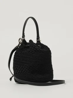 Borsa Twinset in cotone crochet con logo ricamato
