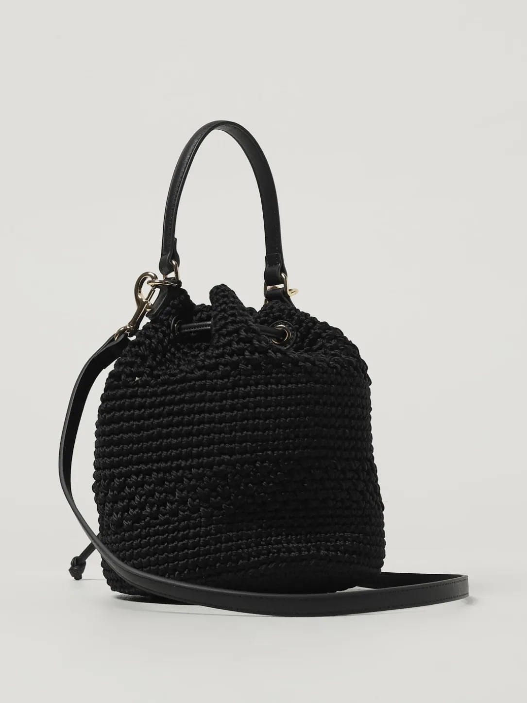 Borsa Twinset in cotone crochet con logo ricamato