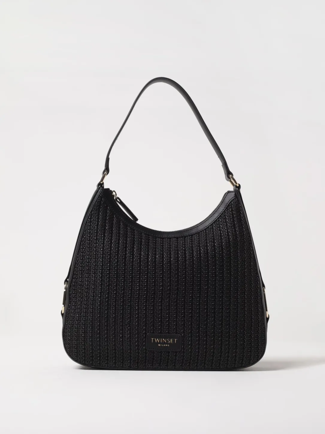 Borsa Twinset in pelle sintetica e rafia intrecciata