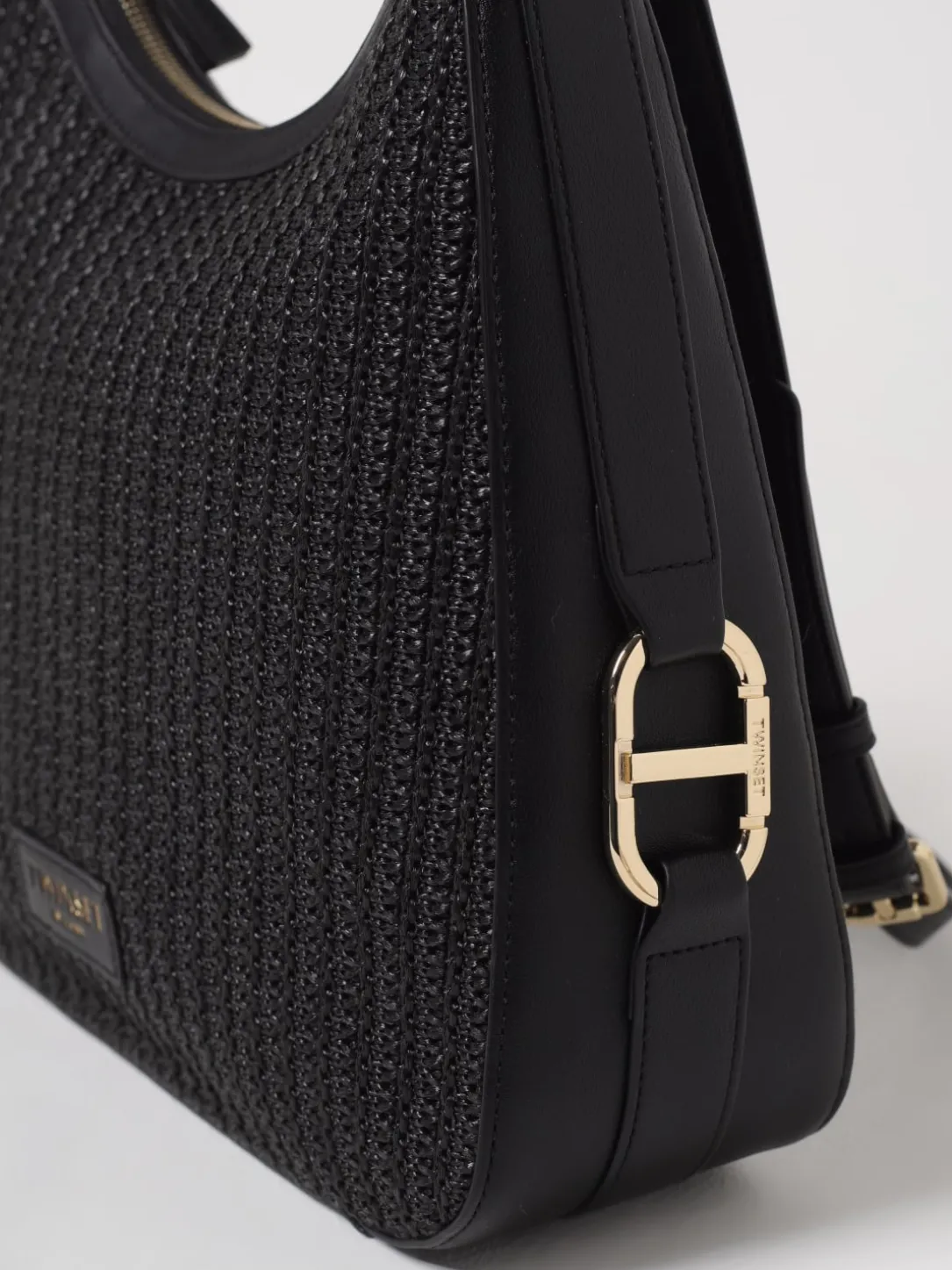 Borsa Twinset in pelle sintetica e rafia intrecciata