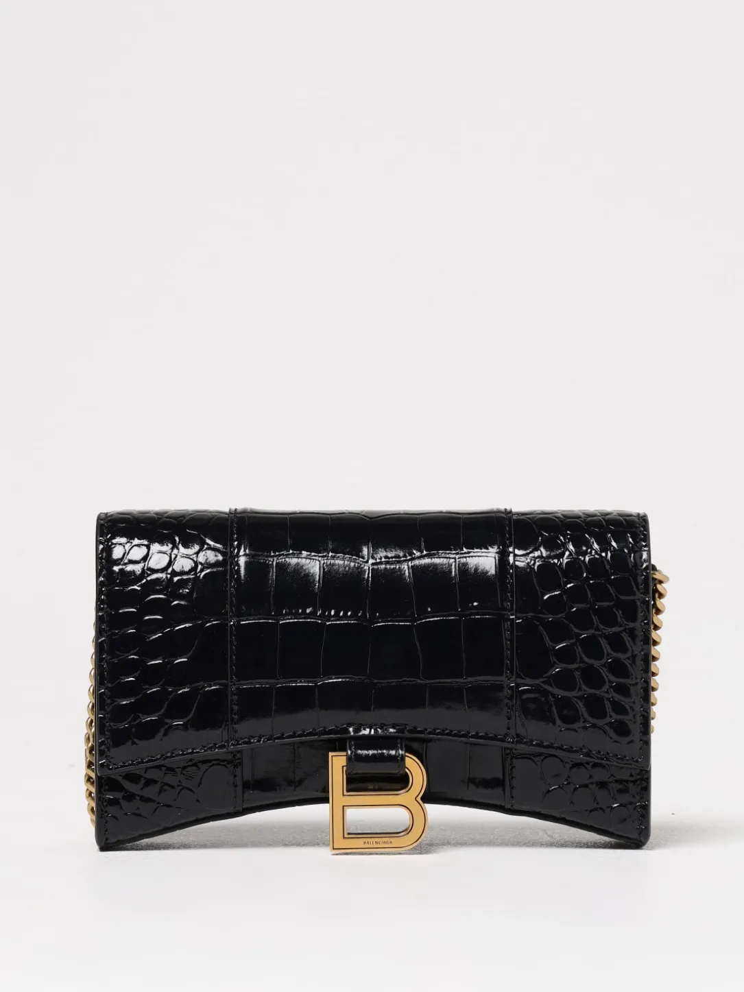 Borsa wallet Hourglass Balenciaga in pelle spazzolata stampa cocco