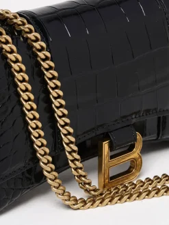 Borsa wallet Hourglass Balenciaga in pelle spazzolata stampa cocco