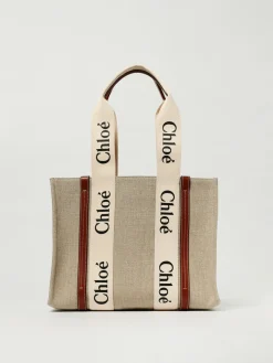 Borsa Woody Chloé in canvas di lino