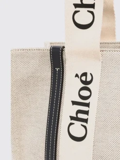 Borsa Woody Chloé in canvas di lino