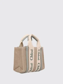 Borsa Woody Mini Chloé in canvas di lino