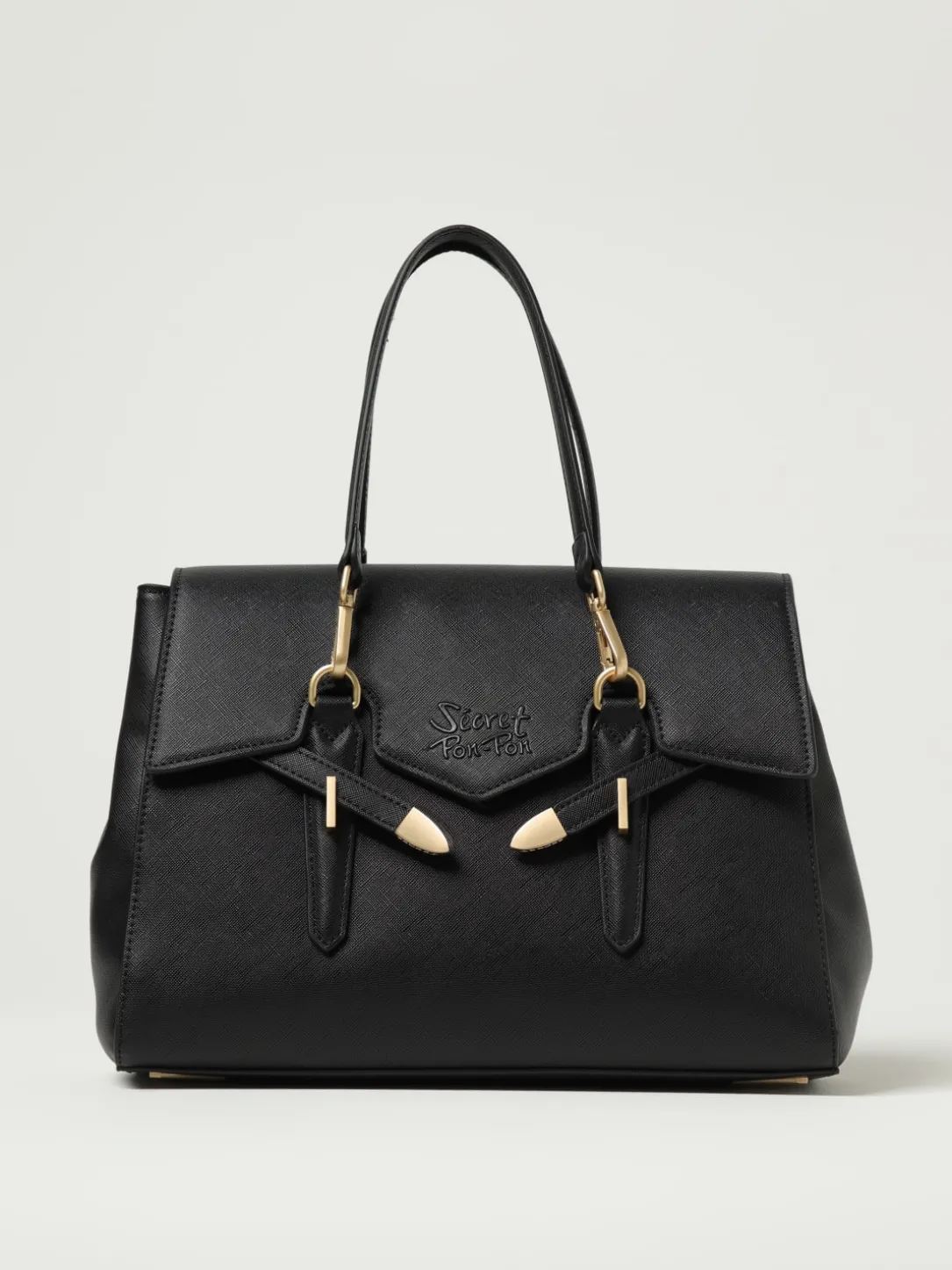 Borsa Yalis Grain Medium Secret Pon-Pon in pelle sintetica saffiano