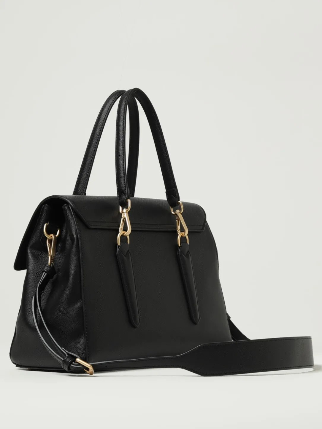 Borsa Yalis Grain Medium Secret Pon-Pon in pelle sintetica saffiano