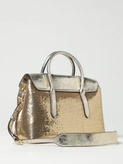 Borsa Yalis Sparklink Medium Secret Pon-Pon in nappa sintetica laminata e paillettes