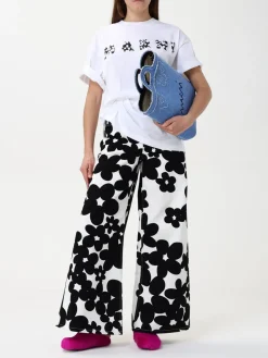 Borse a mano tote in denim con fiori e logo Marni