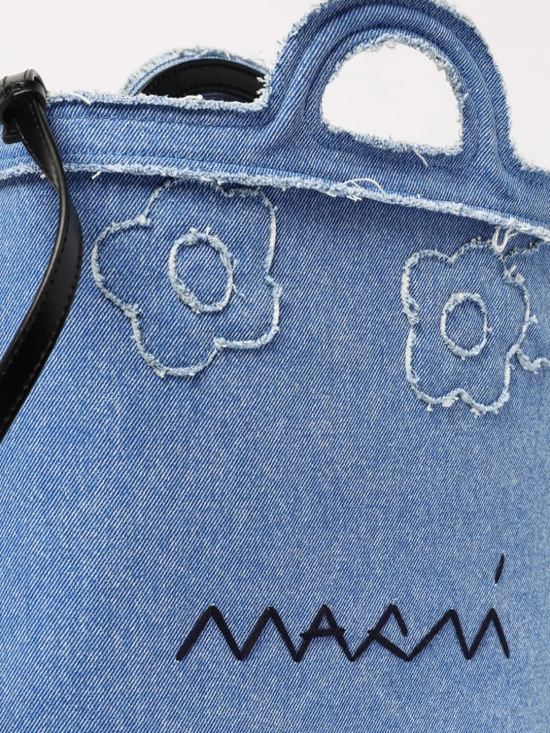 Borse a mano tote in denim con fiori e logo Marni