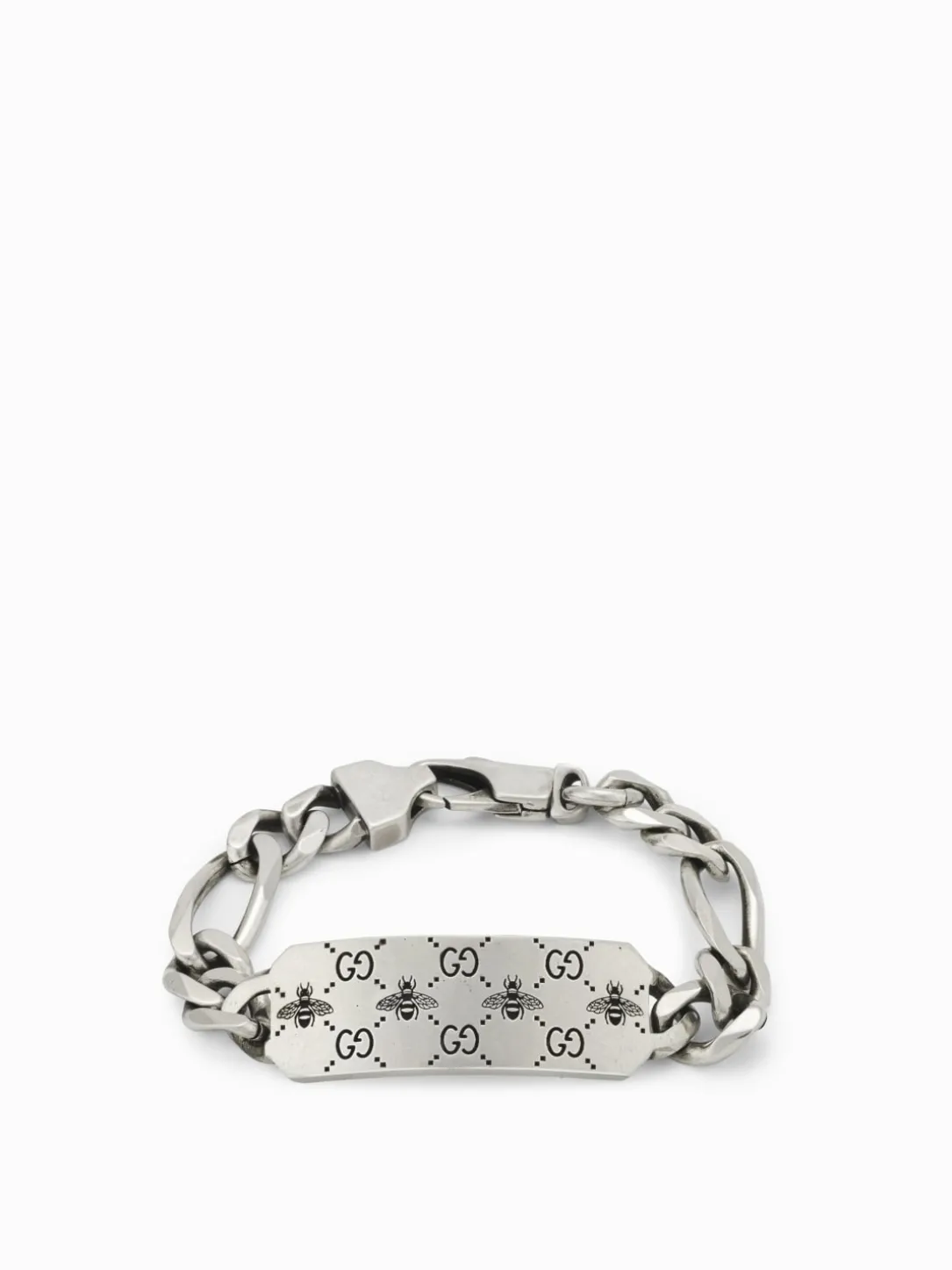 Bracciale Signature Gucci in argento con incisione ape e monogramm GG