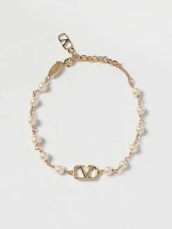 Bracciale VLogo Signature Valentino Garavani in ottone con perle in cristallo Swarovski®