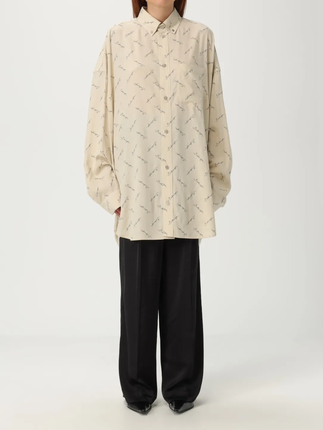 Camicia Balenciaga in viscosa con stampa logo