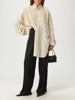 Camicia Balenciaga in viscosa con stampa logo