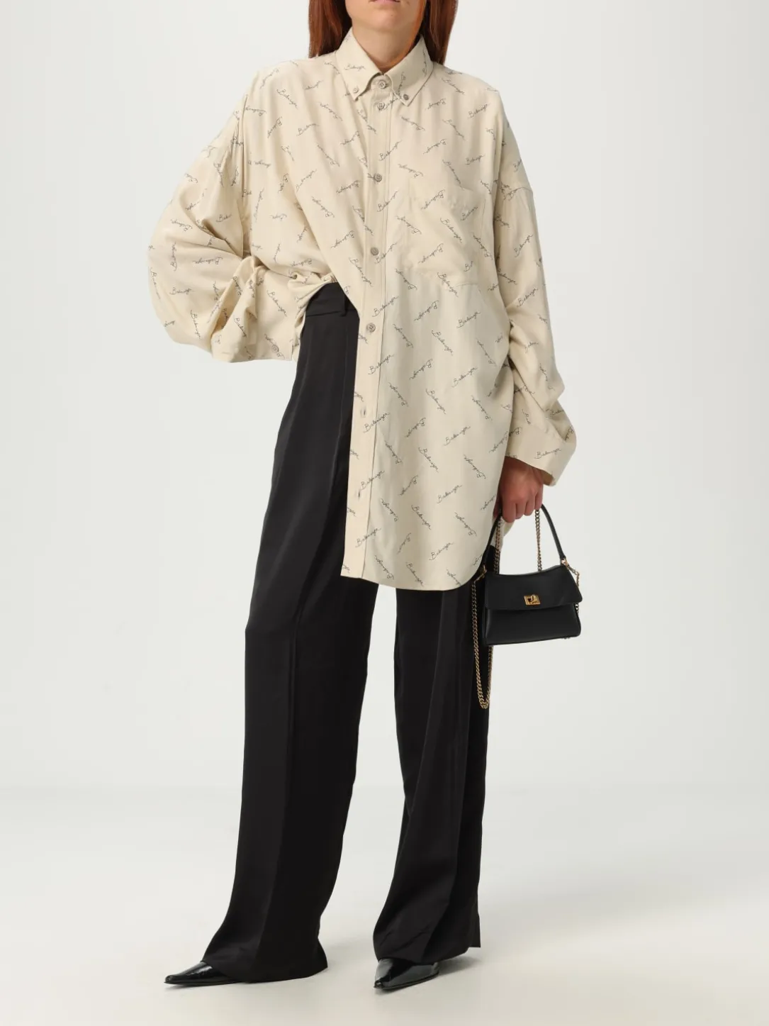 Camicia Balenciaga in viscosa con stampa logo