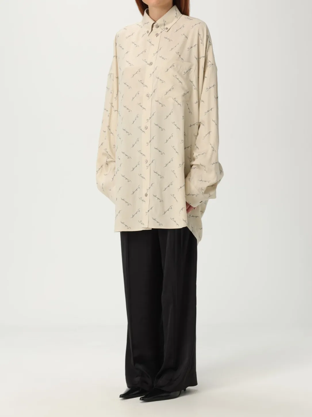 Camicia Balenciaga in viscosa con stampa logo