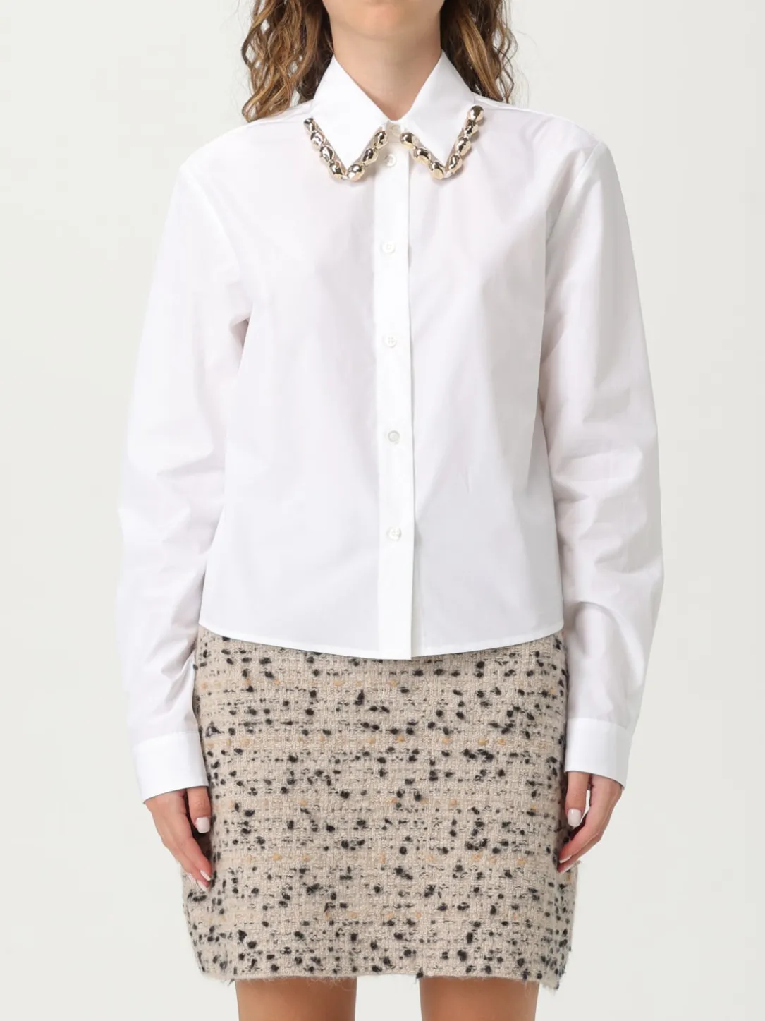 Camicia classica Fabiana Filippi in popeline con dettaglio chain