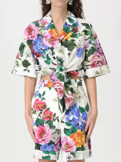 Camicia cropped Dolce & Gabbana in cotone con stampa floreale