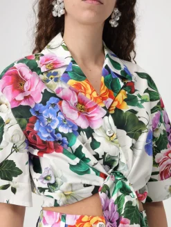 Camicia cropped Dolce & Gabbana in cotone con stampa floreale