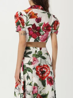Camicia cropped Dolce & Gabbana in cotone con stampa floreale