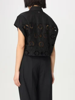 Camicia cropped Dondup in cotone con inserti in macramè