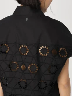 Camicia cropped Dondup in cotone con inserti in macramè