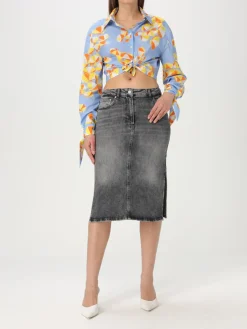 Camicia cropped Moschino Jeans in cotone stampato