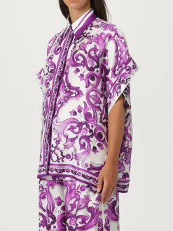 Camicia Dolce & Gabbana in seta con stampa Maioliche