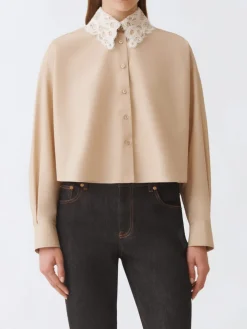 Camicia Fabiana Filippi in cotone con inserto in pizzo