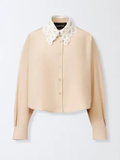 Camicia Fabiana Filippi in cotone con inserto in pizzo