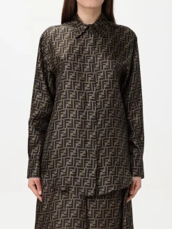 Camicia Fendi in seta con motivo monogram