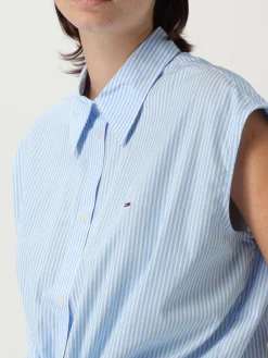Camicia in cotone a righe con logo Tommy Jeans