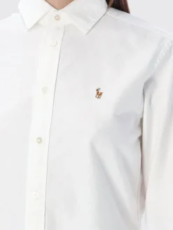 Camicia in cotone con logo ricamato Polo Ralph Lauren