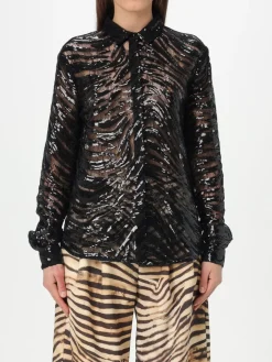 Camicia Just Cavalli in tessuto paillettato con stampa zebrata