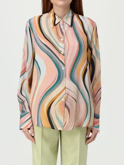 Camicia PS Paul Smith in misto seta con stampa astratta