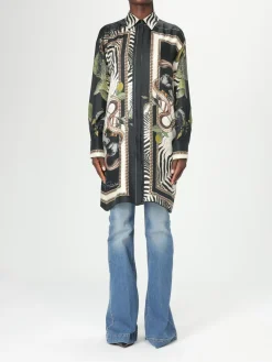 Camicia Roberto Cavalli in seta con stampa grafica