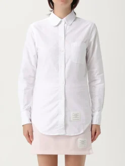 Camicia slim in cotone con logo Thom Browne