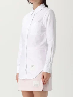 Camicia slim in cotone con logo Thom Browne