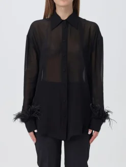 Camicia trasparente Pinko con piume