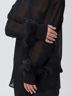 Camicia trasparente Pinko con piume