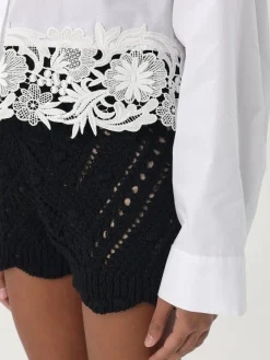 Camicia Twinset in cotone con inserti in pizzo