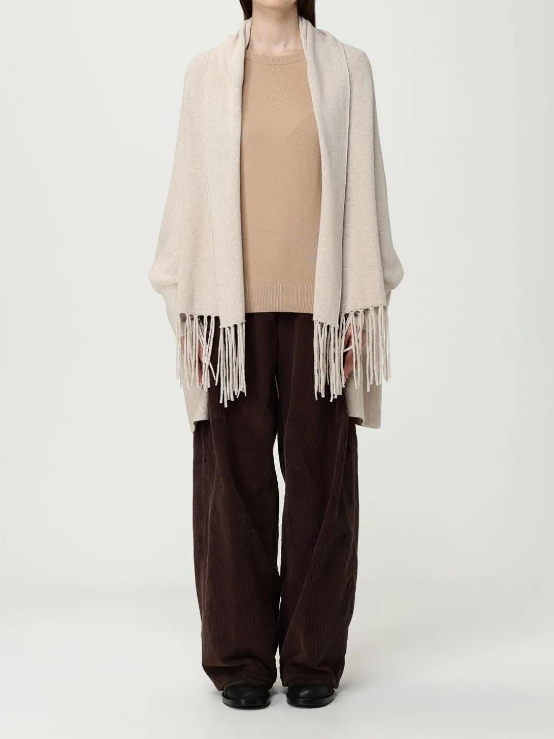 Cappa Barbour in misto lana con frange