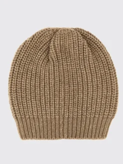 Cappello Brunello Cucinelli in cashmere a coste con paillettes ricamate