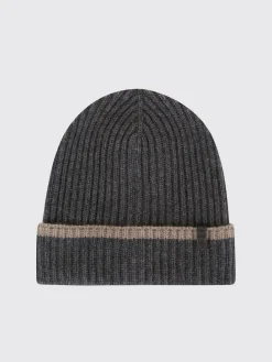 Cappello Brunello Cucinelli in cashmere a coste con monile