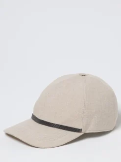 Cappello Brunello Cucinelli in cotone e lino con monile