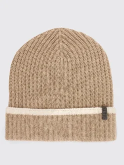 Cappello Brunello Cucinelli in cashmere a coste con monile