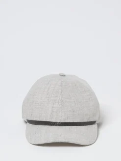 Cappello Brunello Cucinelli in cotone e lino con monile